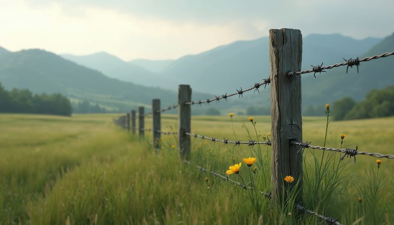 Barbed Wire Fence Installation